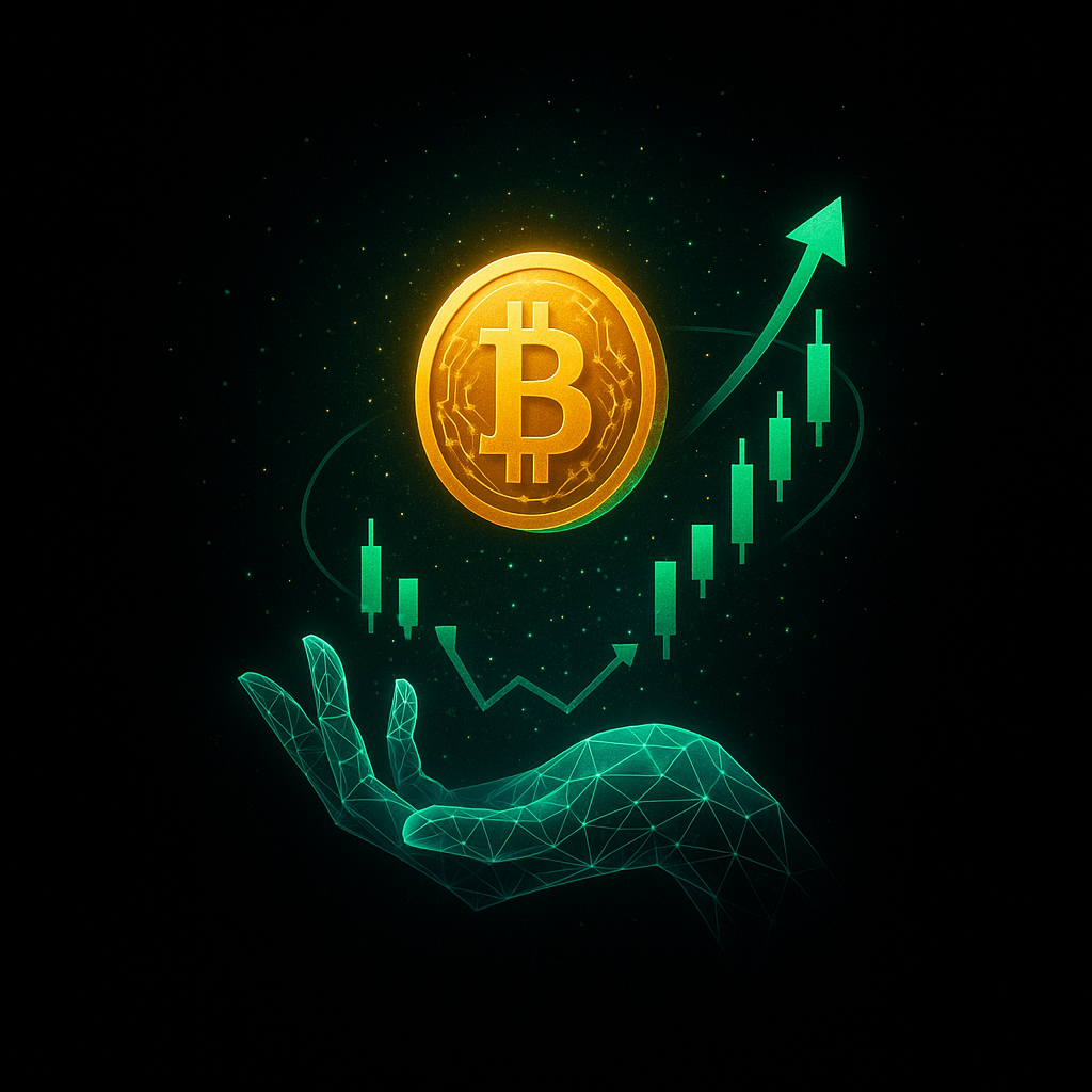 Bitcoin と上昇チャートのビジュアル